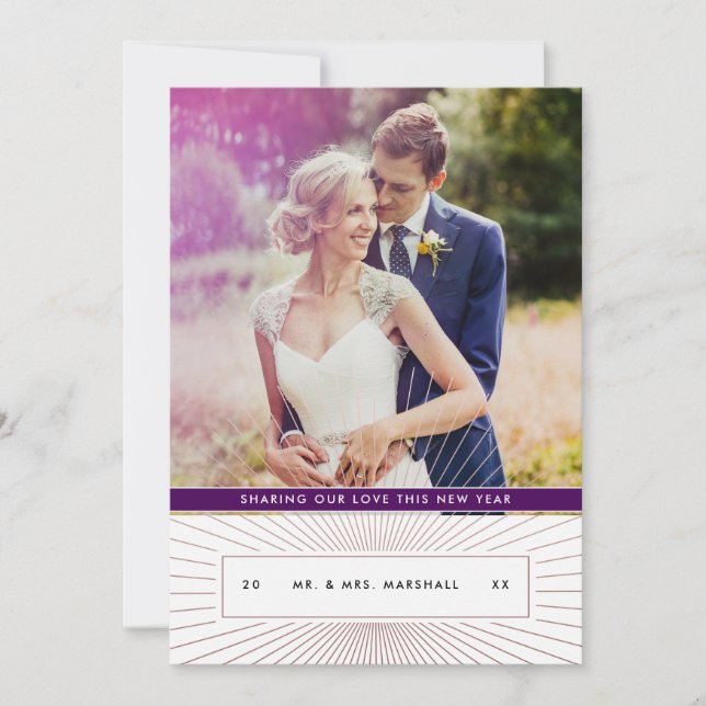 Art Deco Newylwed Holiday Photo Card (Front)