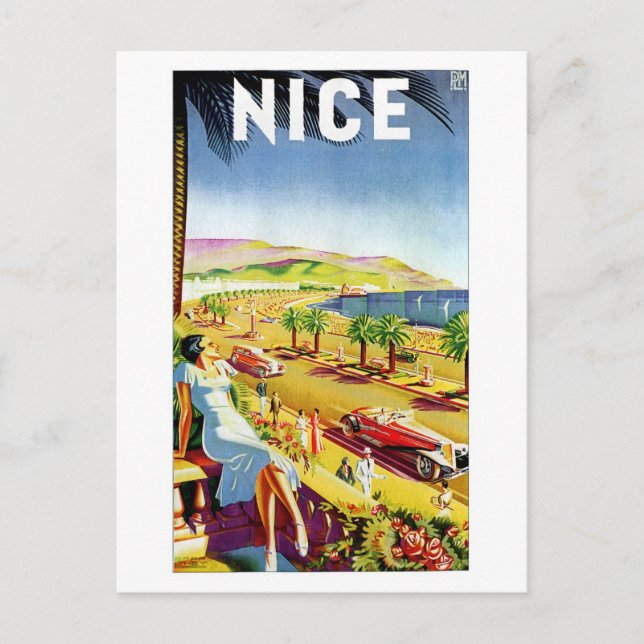 Art Deco Nice French riviera Postcard (Front)