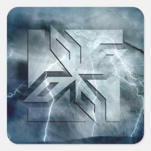 Art Deco Ninja Star Icon, Galaxy lightning overlay Square Sticker
