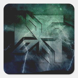 Art Deco Ninja Star Icon, Galaxy lightning Square Sticker