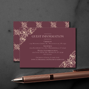 Art Deco Nouveau Burgundy Blush Guest Details Enclosure Card
