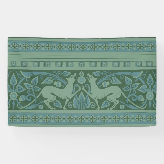 Art Deco Nouveau Dog Nature Animal Pattern Banner (Horizontal)