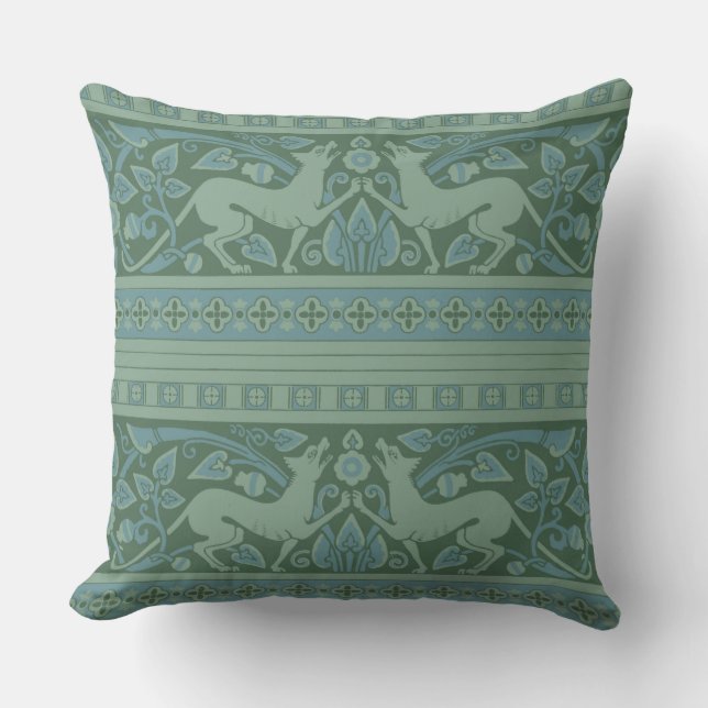 Art Deco Nouveau Dog Nature Animal Pattern Cushion (Front)