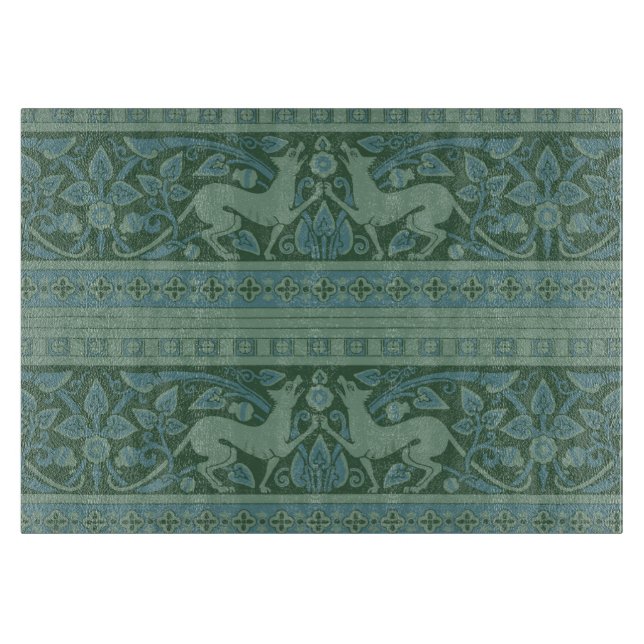 Art Deco Nouveau Dog Nature Animal Pattern Cutting Board (Front)
