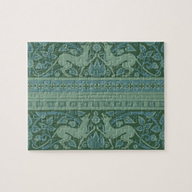 Art Deco Nouveau Dog Nature Animal Pattern Jigsaw Puzzle (Horizontal)