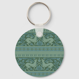 Art Deco Nouveau Dog Nature Animal Pattern Key Ring