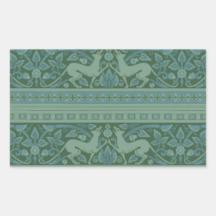 Art Deco Nouveau Dog Nature Animal Pattern Rectangular Sticker