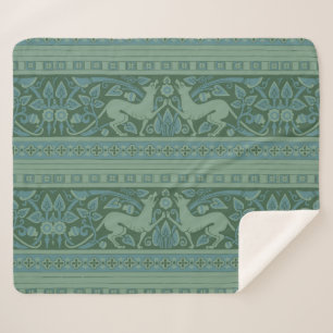 Art Deco Nouveau Dog Nature Animal Pattern Sherpa Blanket