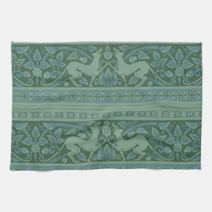 Art Deco Nouveau Dog Nature Animal Pattern Tea Towel