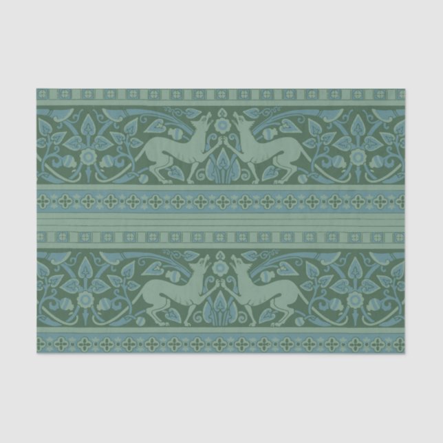 Art Deco Nouveau Dog Nature Animal Pattern Tissue Paper (Front)