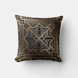Art deco,nouveau,gold,black,chic,elegant,vintage cushion