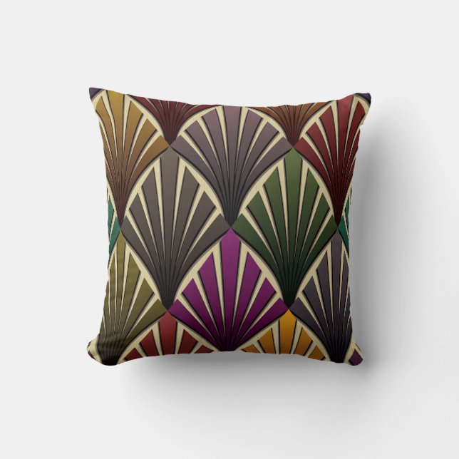 art deco,nouveau,hunter green,navy blue,yellow,vin cushion (Front)