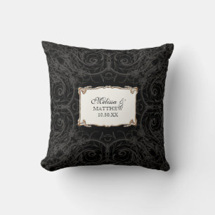 Art Deco Nouveau Lace n Gold Look Personalised Cushion