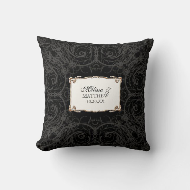 Art Deco Nouveau Lace n Gold Look Personalised Cushion (Front)