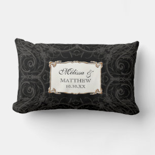 Art Deco Nouveau Lace n Gold Look Personalised Lumbar Cushion