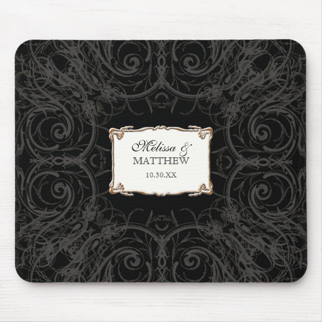 Art Deco Nouveau Lace n Gold Look Personalised Mouse Pad (Front)