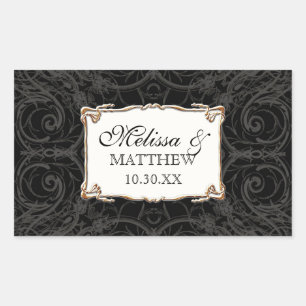 Art Deco Nouveau Lace n Gold Look Personalised Rectangular Sticker