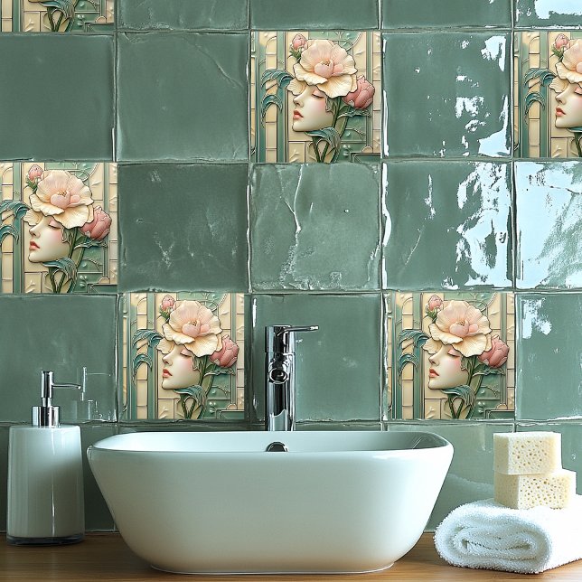 Art Deco Nouveau  Lovely Lady Ceramic Tile (Creator Uploaded)