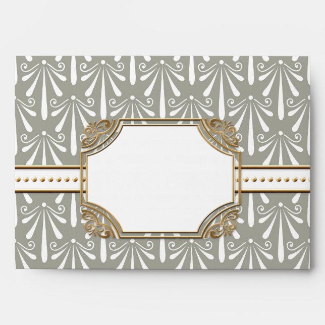 Art Deco Nouveau Modern Fan Shell Pattern Envelope (Front)