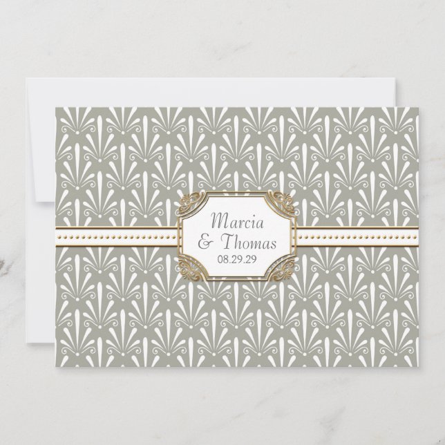 Art Deco Nouveau Modern Fan Shell Pattern Invitation (Front)