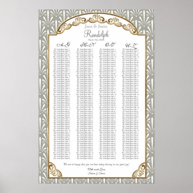 Art Deco Nouveau Modern Fan Shell Pattern Poster (Front)