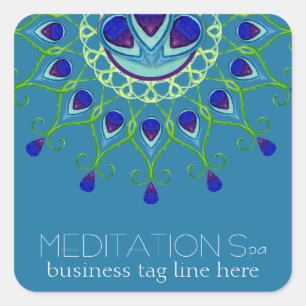 Art Deco Nouveau Peacock Feather Modern Business Square Sticker