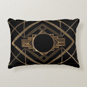 Art deco, nouveau,vintage,black,gold,chic,elegant, decorative cushion