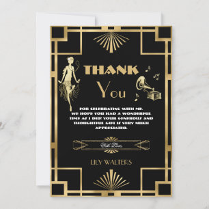 Art Deco Nouveu Gatsby Roaring Twenties Birthday  Thank You Card