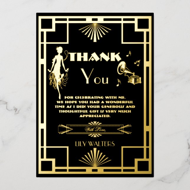 Art Deco Nouveu Gatsby Roaring Twenties Thank You  (Front)