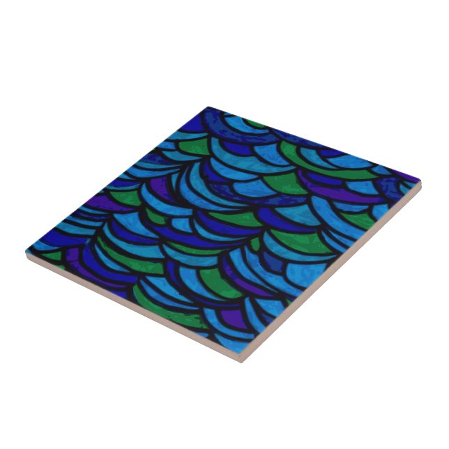 Art Deco Ocean Waves Tile (Side)