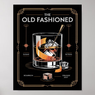 Art Deco Old Fashioned Cocktail Wall Poster