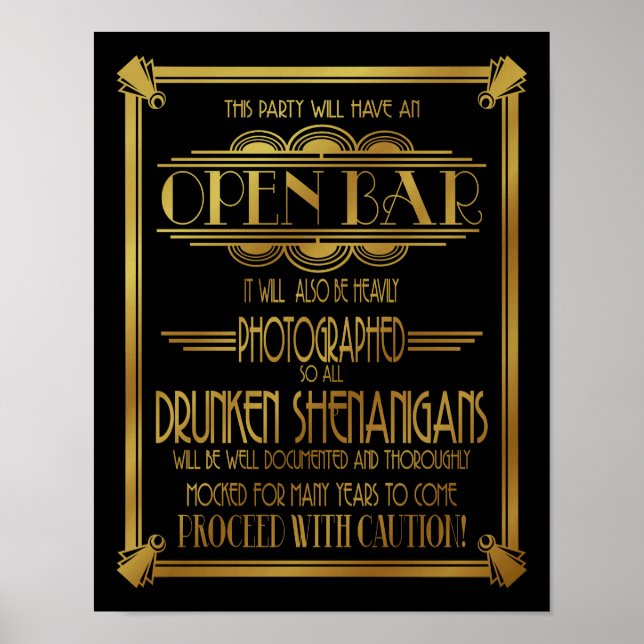Art Deco Open Bar Gold B/G colour change Poster (Front)