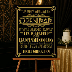 ART Deco Open bar sign for 1920's Gatsby Party