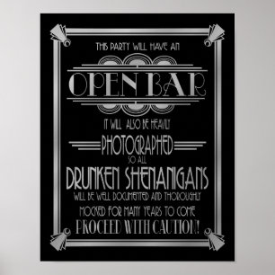 Art Deco Open Bar Silver B/G colour change Poster