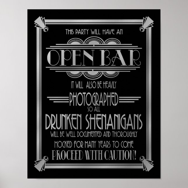 Art Deco Open Bar Silver B/G colour change Poster (Front)