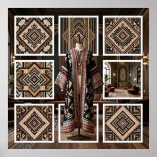 Art Deco Opulence Geometric Patterns V HER_XHU_001 Poster