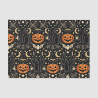 Art Deco Orange Carved Pumpkins Tissue Paper