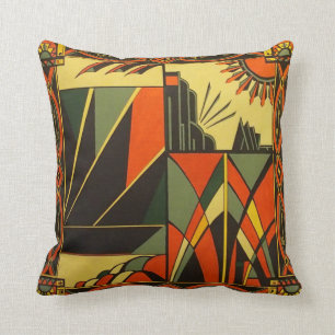 Art Deco Orange Cushion
