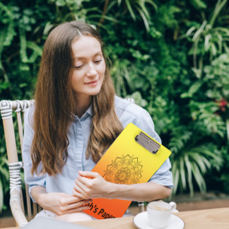 Art Deco Orange Yellow Mandala Clipboard