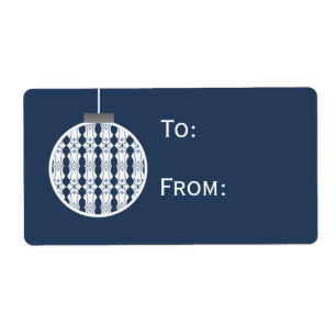 Art Deco Ornament Holiday Gift Tags, Royal Blue