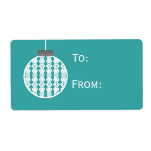 Art Deco Ornament Holiday Gift Tags, Turquoise
