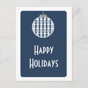 Art Deco Ornament Postcard, Dark Blue Holiday Postcard