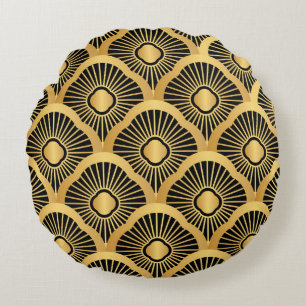 Art Deco Ornament: Seamless Vintage Pattern Round Cushion