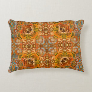 art deco ornamental vintage pattern in orange, old decorative cushion