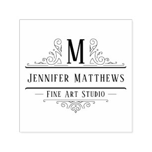Art Deco Ornate Decorative Swirls Logo Self-inking Stamp
