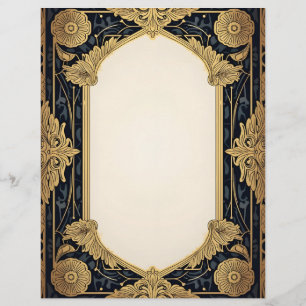 Art Deco Ornate Floral Frame Stationery Paper Custom Letterhead