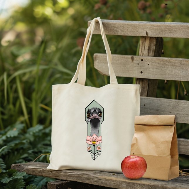 Art Deco Ostrich Flowers Green Tote Bag (Creator Uploaded)