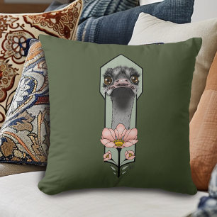 Art Deco Ostrich Green Cushion
