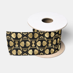 Art Deco Oval Fan Geometric Pattern Design Satin Ribbon