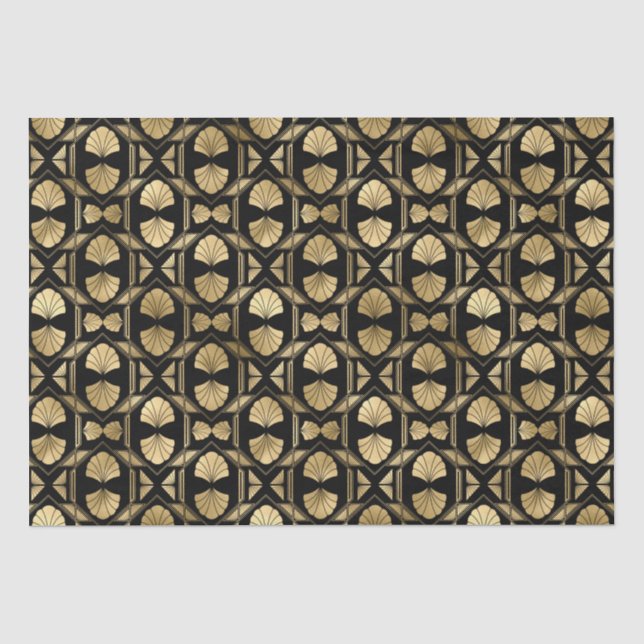 Art Deco Oval Fan Geometric Pattern Design Tissue Paper (Front)